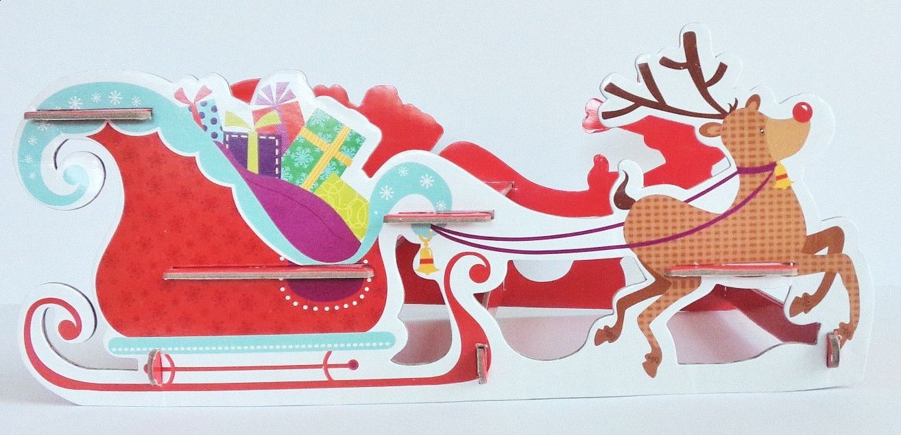 REINDDER SLEIGH CUP CAKE STAND. HCSS \\\HCSS