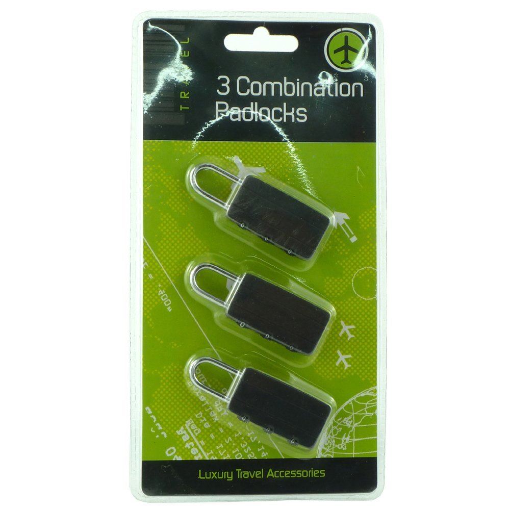 BRAND NEW PACK OF 3 COMBINATION TRAVEL LUGGAGE PADLOCK. HW0870 \\\HW0870