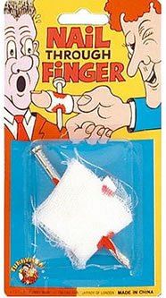 SMALL CARDED JOKE - NAIL THROUGH FINGER. J13A \\\J13A