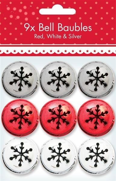 9 CHRISTMAS BELL BAUBLES. JIBB \\\JIBB