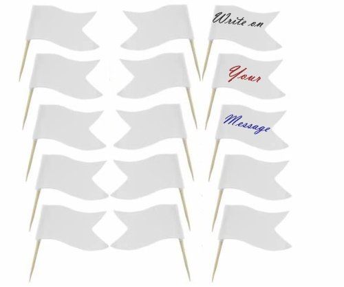 WRITE ON / COLOURING SANDWICH / FOOD / CUP CAKE CANAPE FLAG ON OWN MESSAGE PARTY COCKTAIL STICK 24/P. JL9046 \\\JL9046