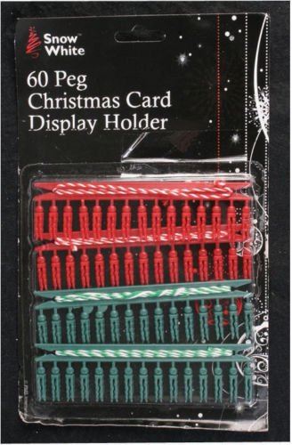 60 X CHRISTMAS CARD DISPLAY HOLDER PEGS XMAS DECORATION - HOLDS 60 CARDS INLCUDING CORD. K051150 \\\K051150