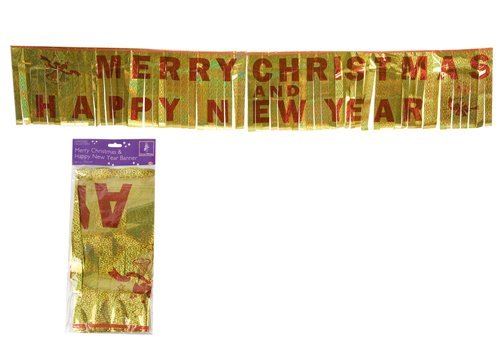 MERRY CHRISTMAS  ~  HAPPY NEW YEAR BANNER - HOLOGRAPHIC FOIL BANNER - PARTY DECORATIONS. K251170 \\\K251170