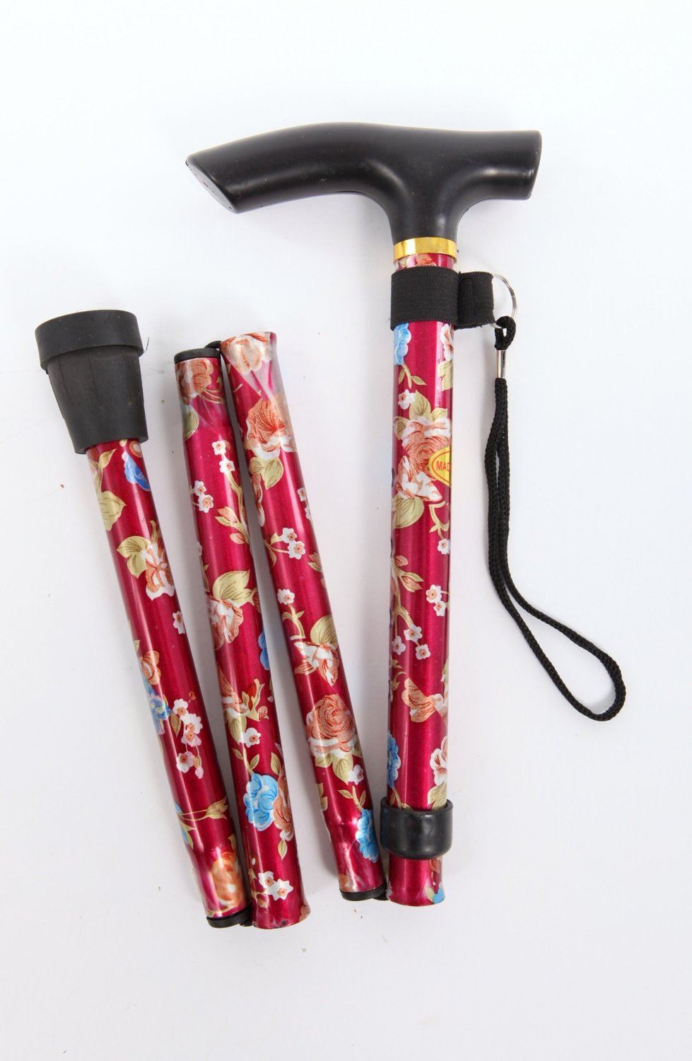 RED FLORAL LIGHTWEIGHT WALKING STICK \\\K805033