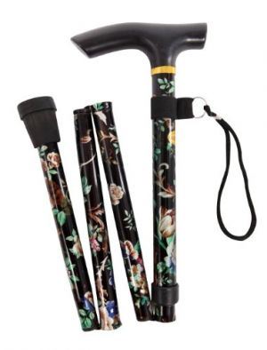 BLACK FLORAL LIGHTWEIGHT WALKING STICK. K805040 \\\K805040