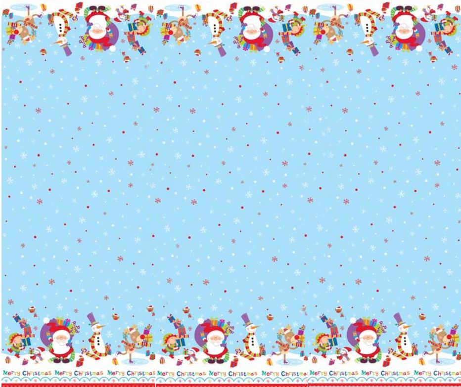 CHRISTMAS PLASTIC TABLECOVER CUTE SANTA & SNOWMAN 120CM X 180CM. KCBT \\\KCBT