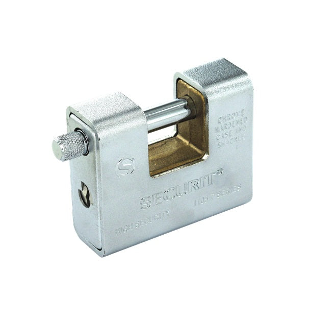 SECURIT S1107 ARMOURED PADLOCK BRASS/MATT CHROME 90MM. MP-S1107 \\\KD00016