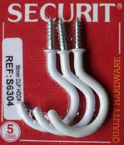 SECURIT S6304 CUP HOOK SHOULDERED WHITE 50MM 3/PK. MP-S6304 \\\KD00263