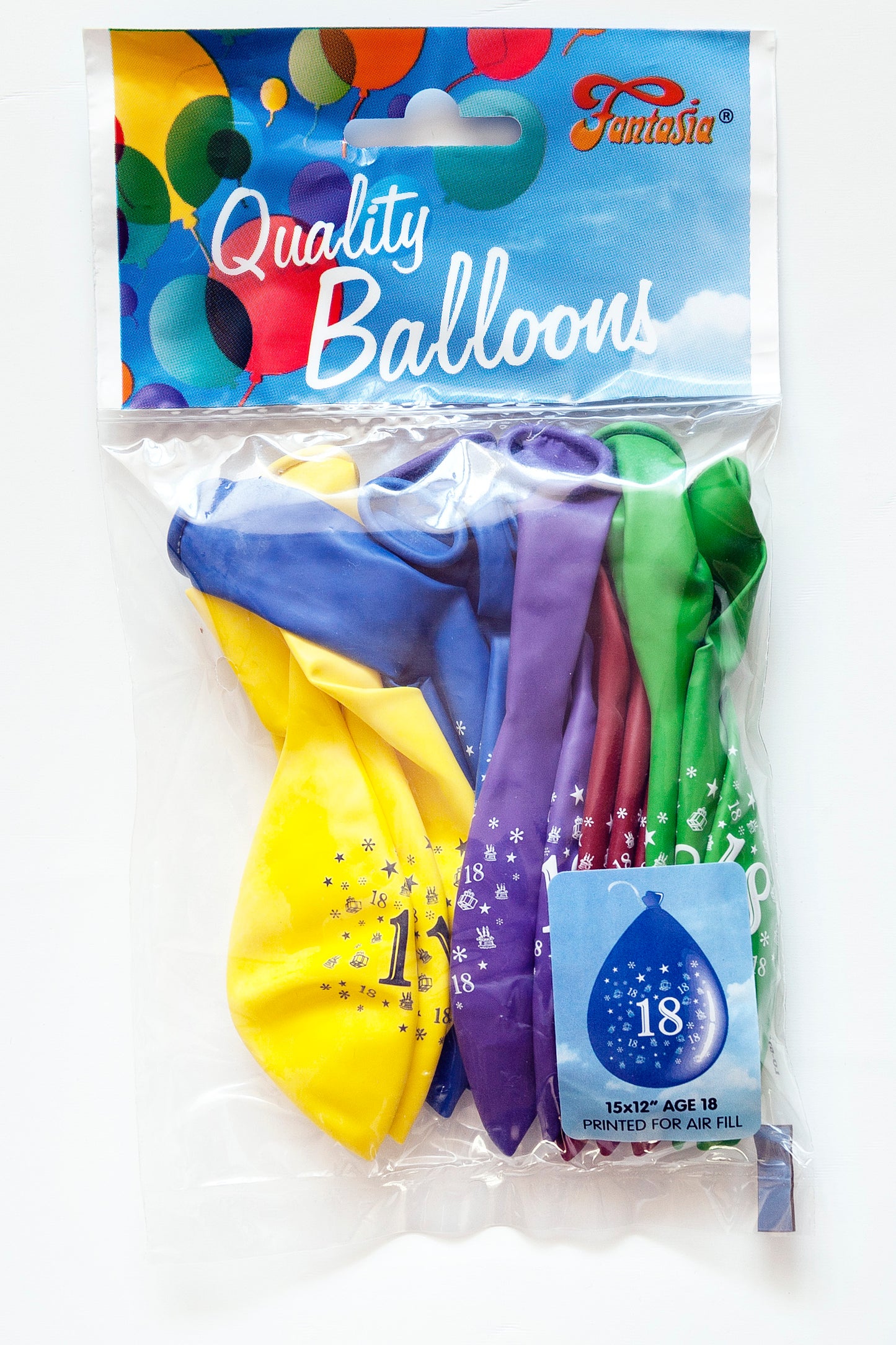 FANTASIA 12 INCH LATEX 18TH BIRTHDAY BALLOONS 15PK. PB018 \\\KD00295