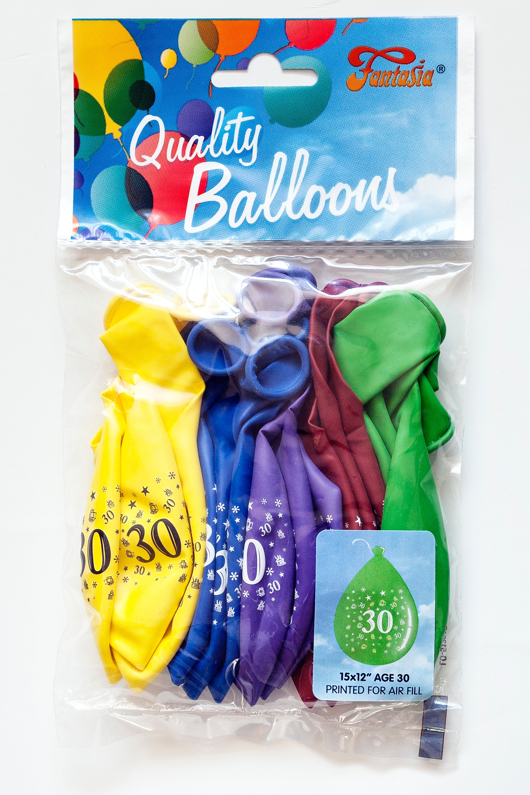 FANTASIA 12 INCH LATEX 30TH BIRTHDAY BALLOONS 15PK. PB030 \\\KD00296