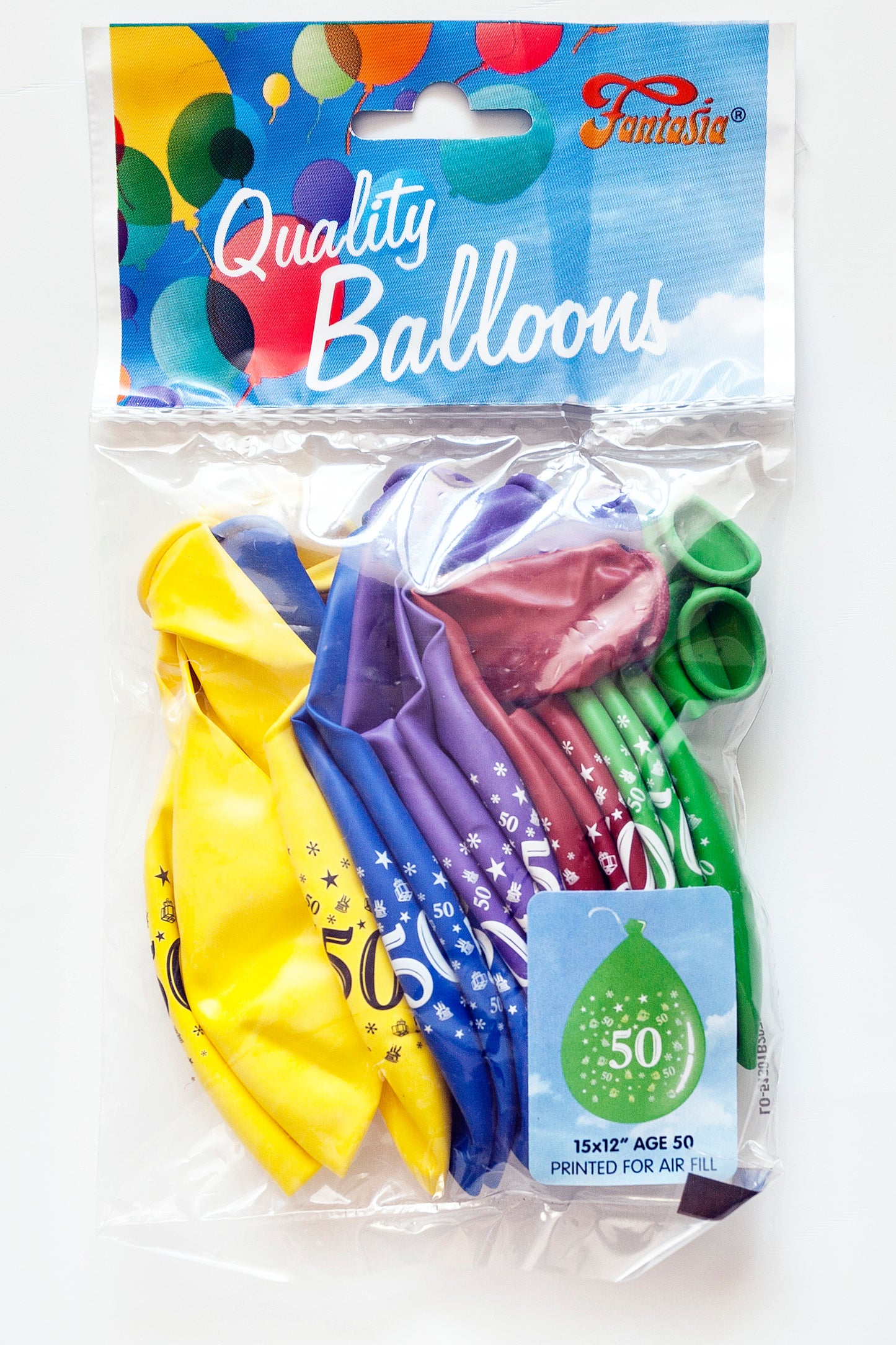 FANTASIA 12 INCH LATEX 50TH BIRTHDAY BALLOONS 15PK. PB050 \\\KD00298