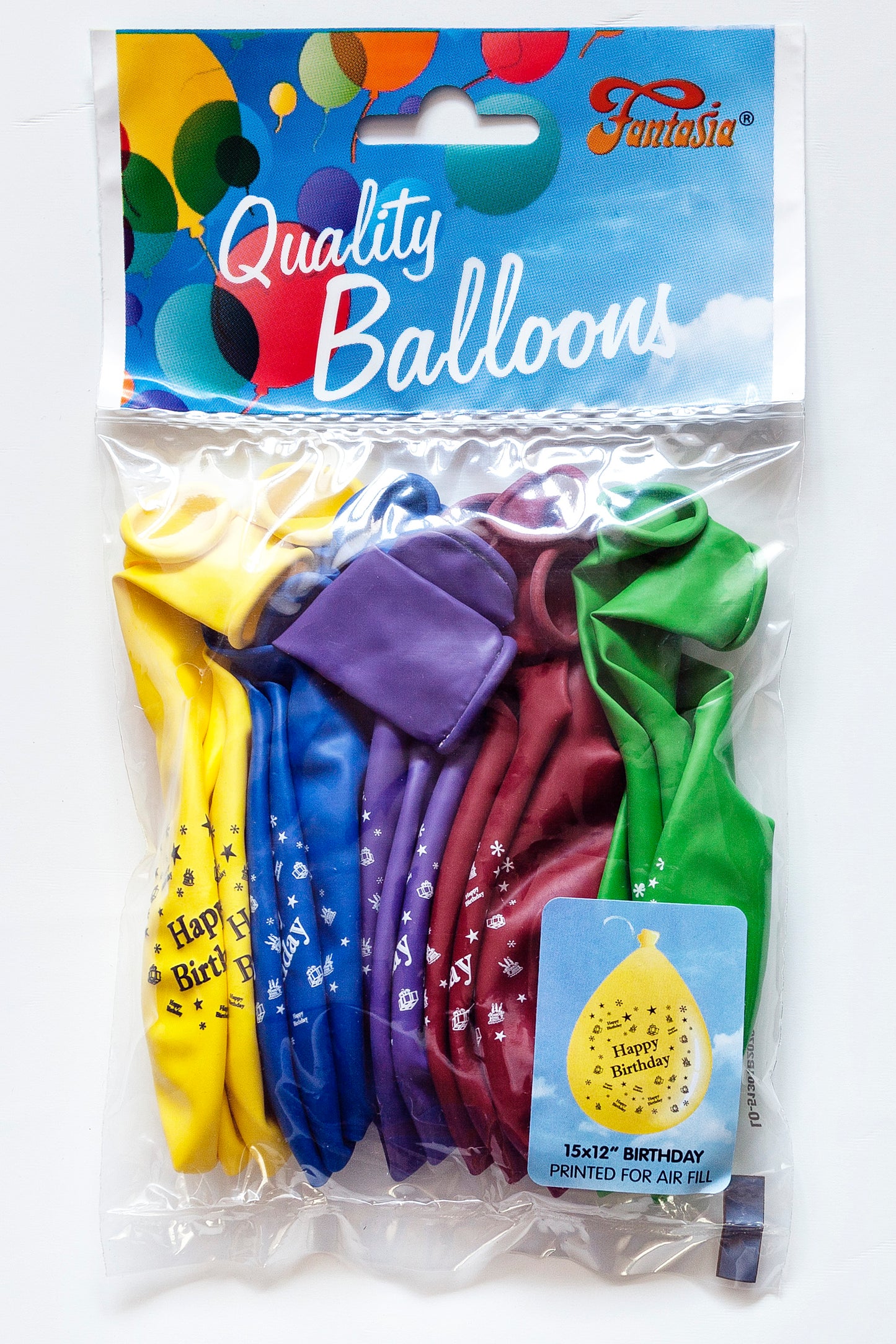 FANTASIA 12 INCH LATEX HAPPY BIRTHDAY BALLOONS 15/PK. PBDAY \\\KD00301