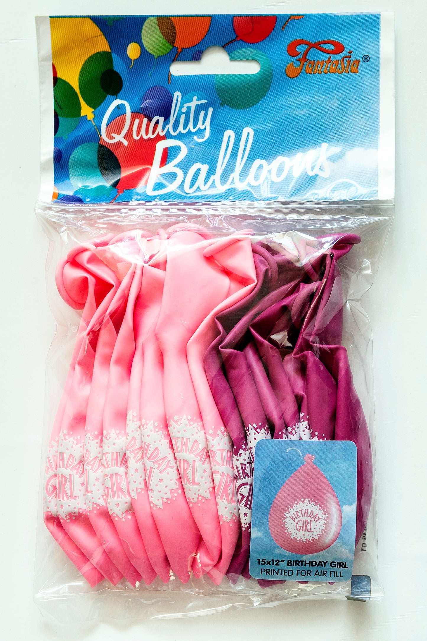 FANTASIA 12 INCH LATEX BIRTHDAY GIRL BALLOONS 15/PK. PBDAYG \\\KD00302