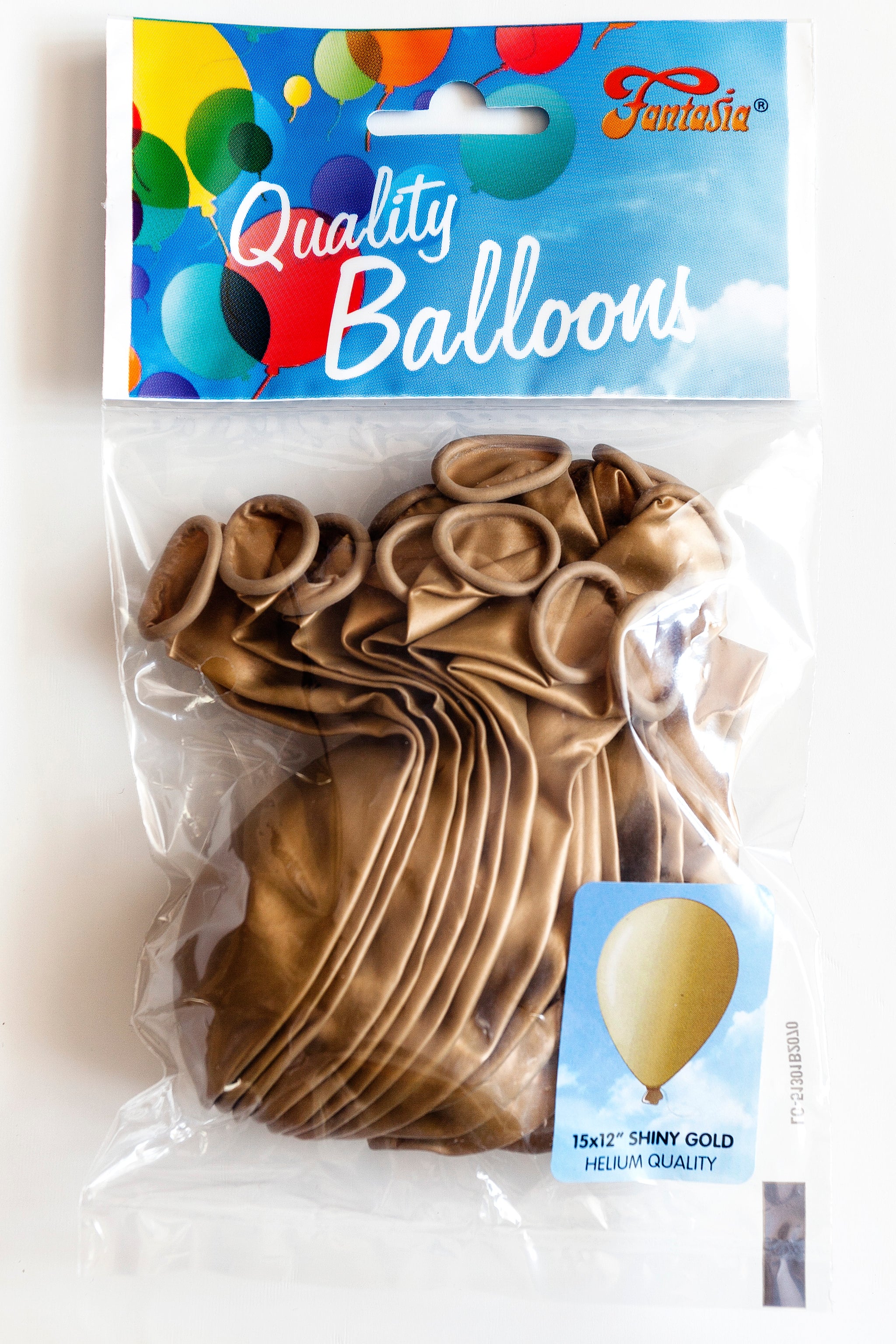 FANTASIA 12 INCH LATEX SHINY GOLD BALLOONS 15/PK. PBSHGO \\\KD00312