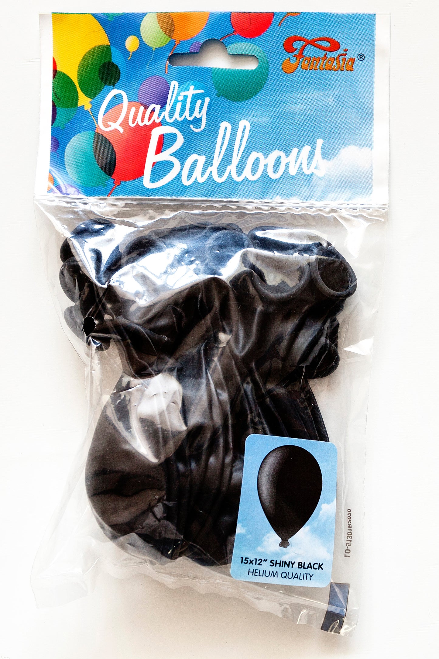 FANTASIA 12 INCH LATEX SHINY BLACK BALLOONS 15/PK. PBSHBLK \\\KD00313