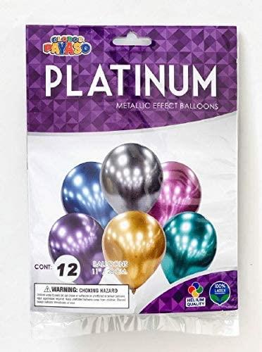 GLOBOS PAYASO PLATINUM MULTICOLOUR METALLIC BALLOONS 12/PK. PM012270 \\\KD00314