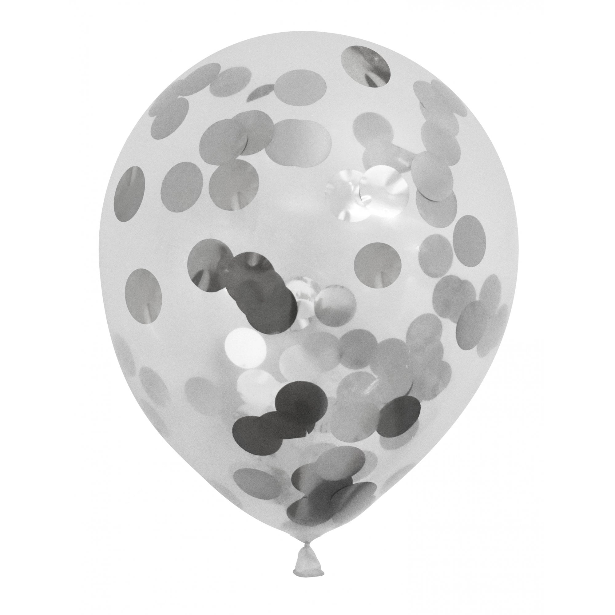 GLOBOS PAYASO SILVER CONFETTI PARTY BALLOONS 6/PK. CB01S \\\KD00319