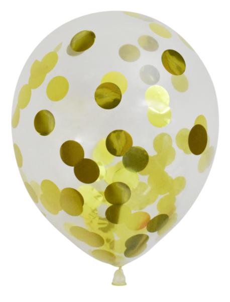 GLOBOS PAYASO GOLD CONFETTI PARTY BALLOONS 6/PK. CB01G \\\KD00320