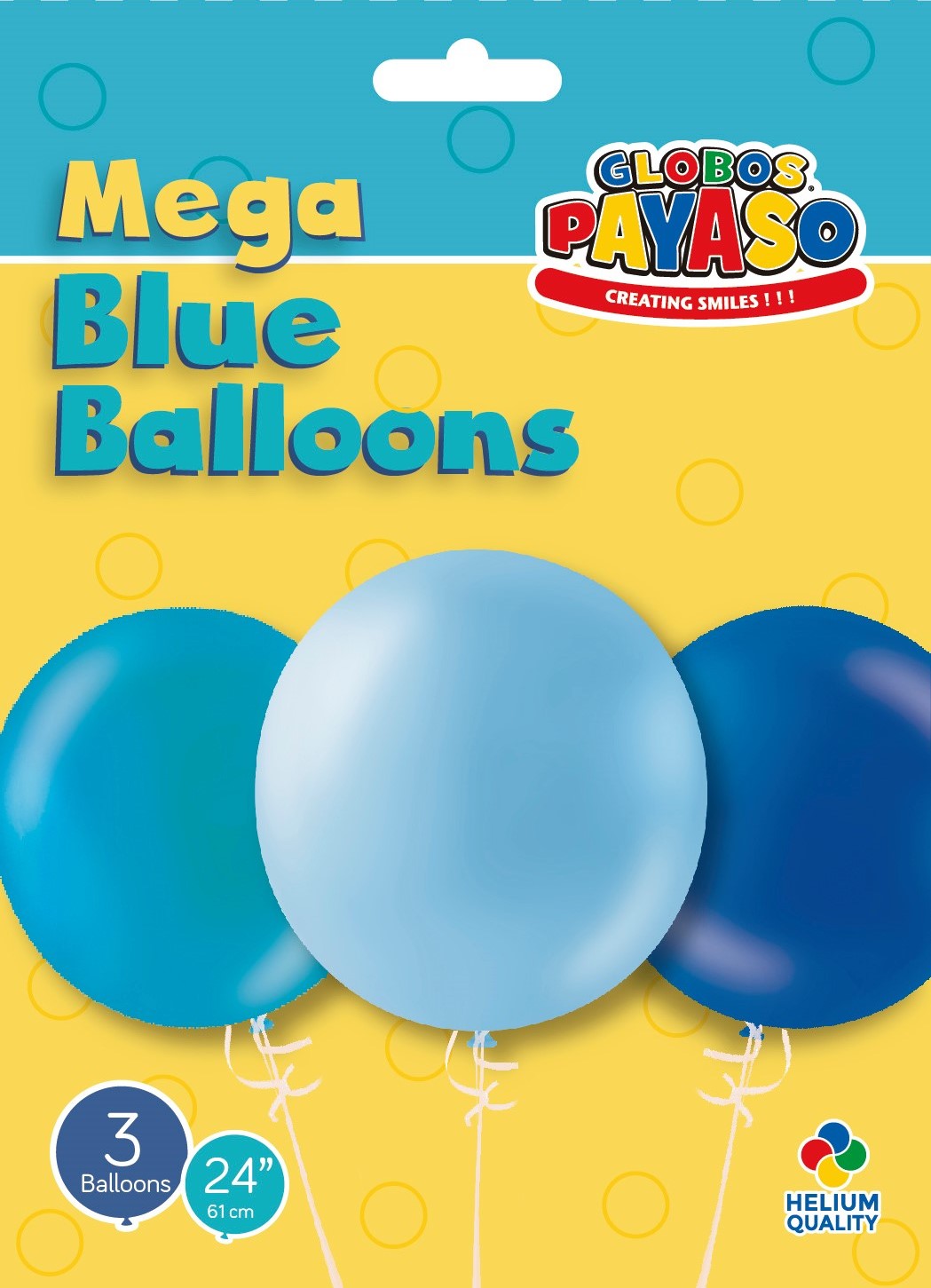 GLOBOS PAYASO 24 INCH MEGA BLUE BALLOONS 3/PK. 24/BM 24BM \\\KD00325