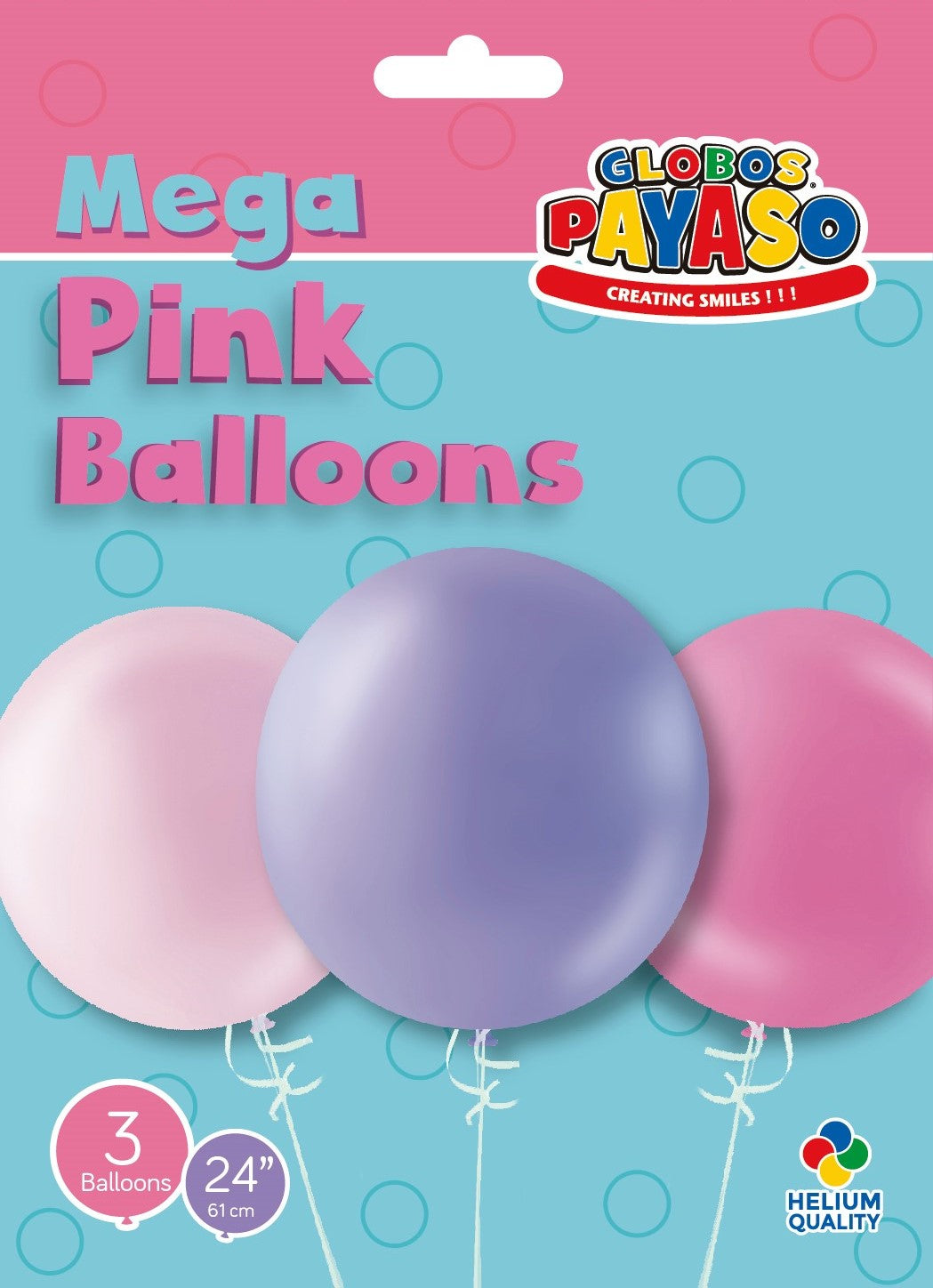 GLOBOS PAYASO 24 INCH MEGA PINK BALLOONS 3/PK. 24/PM 24PM \\\KD00326