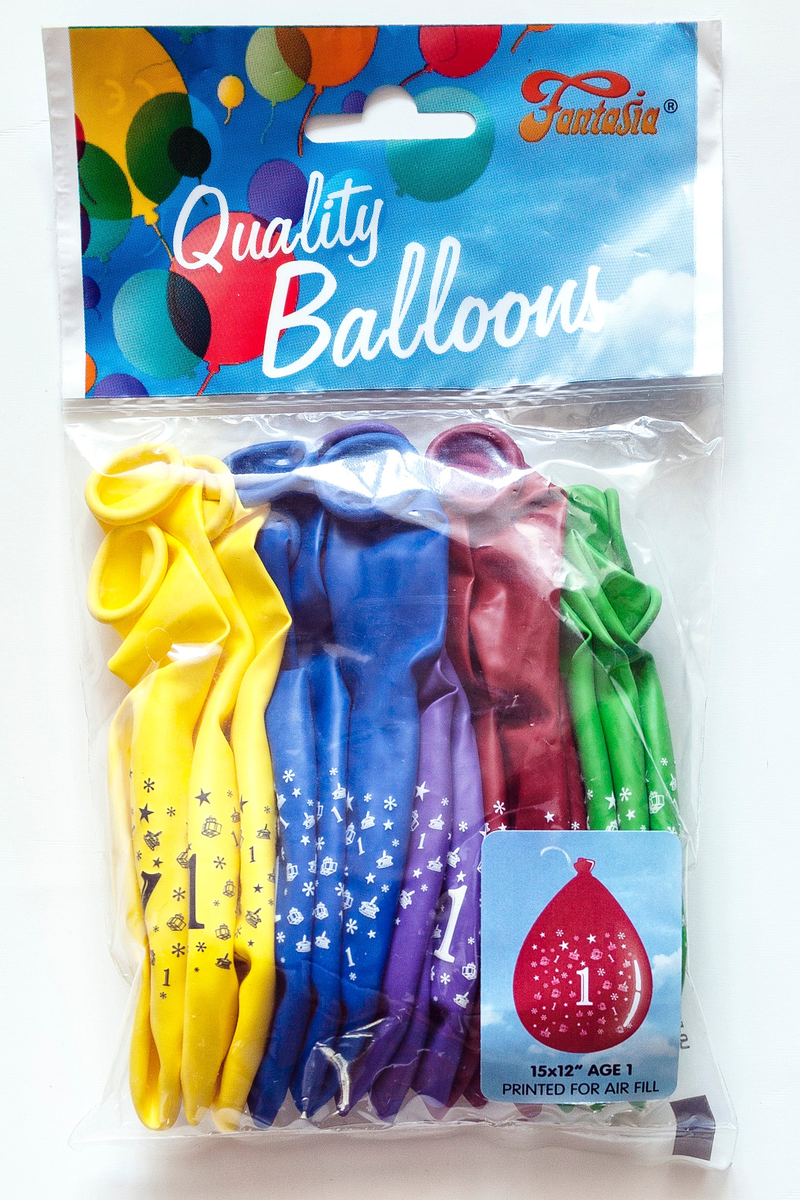 FANTASIA 12 INCH LATEX 1ST BIRTHDAY BALLOONS 15/PK. PB001 \\\KD00328