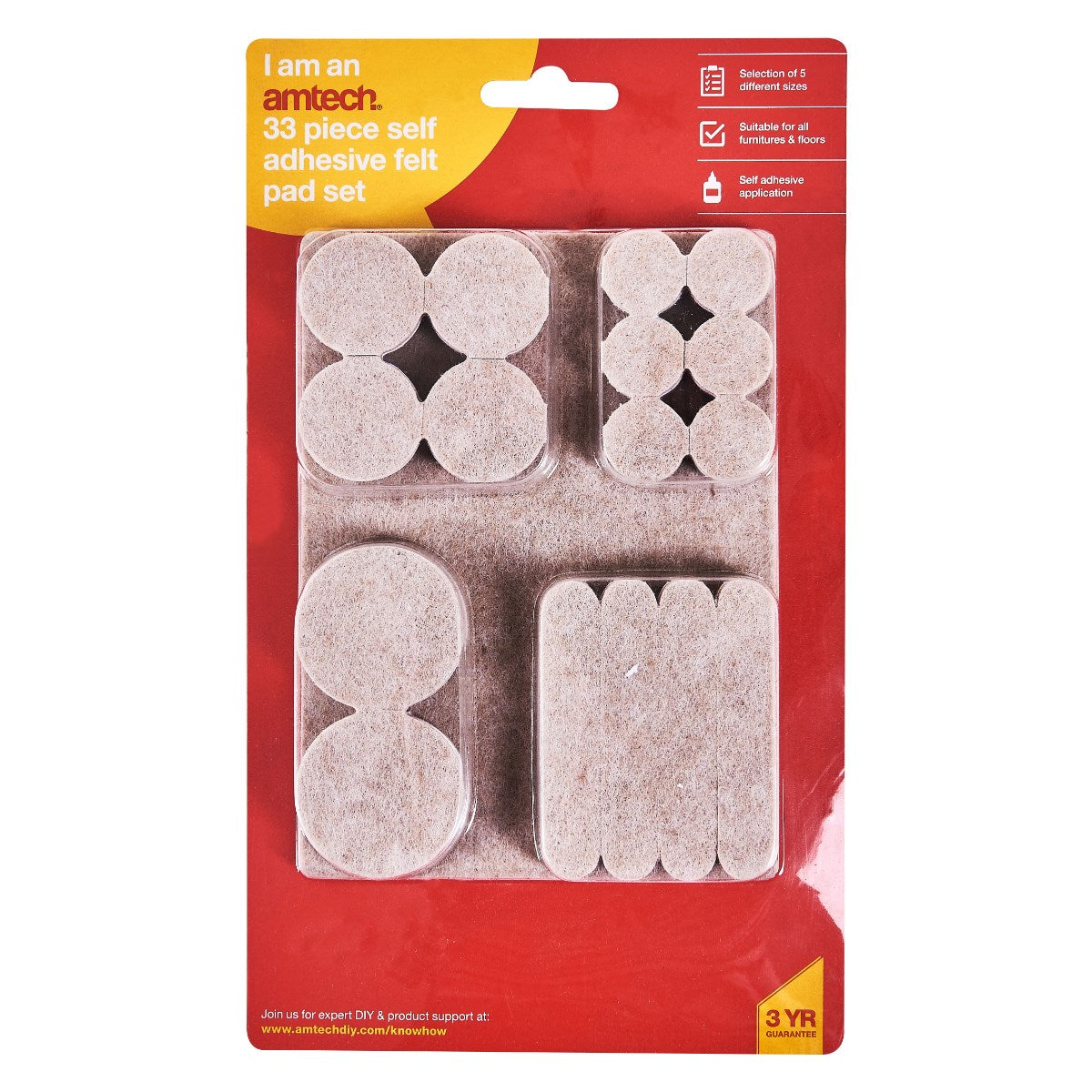AMTECH SELF ADHESIVE FELT PAD SET 33/PCS. AMS5335 \\\KD00551