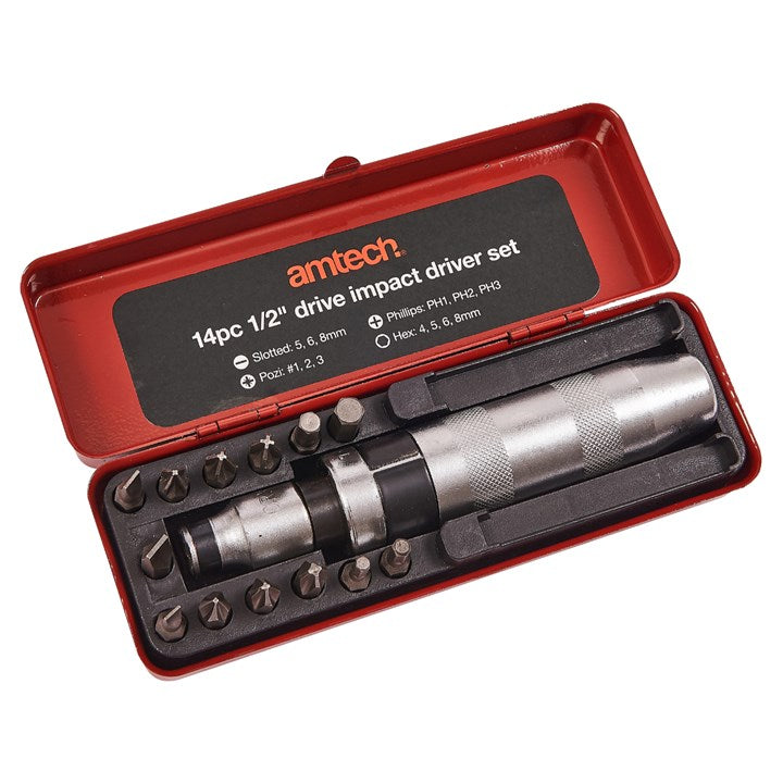 AMTECH 14PC 1/2 INCH DRIVE IMPACT DRIVER SET. AML2130 \\\KD00643