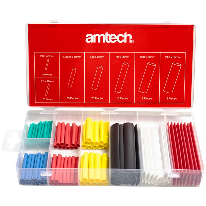 AMTECH ASSORTMENT COLOUR HEAT SHRINK 127 PCS. AMS6203 \\\KD00691