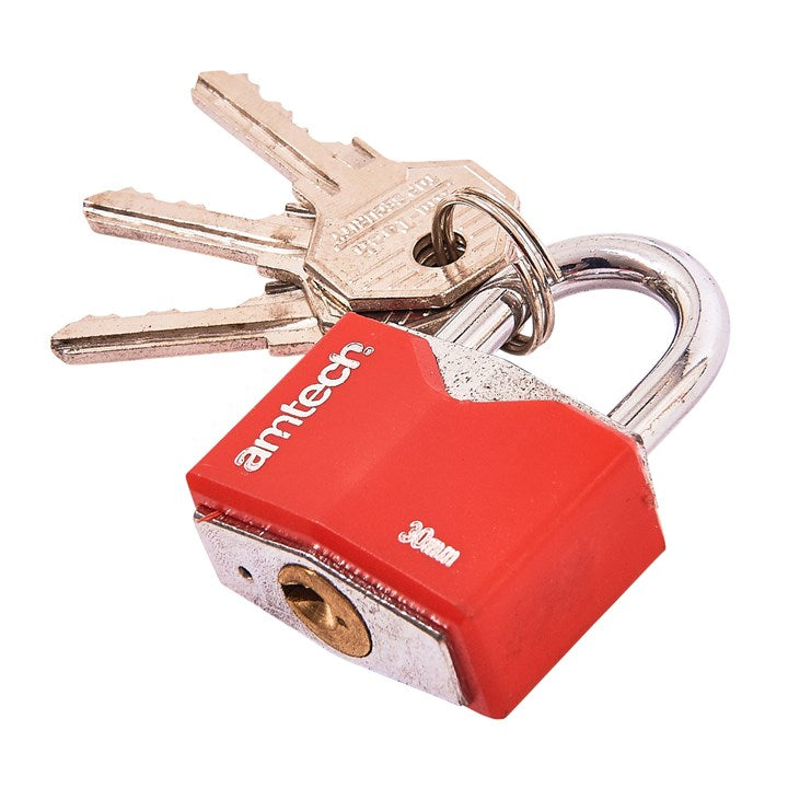 AMTECH RHOMBIC CHROME PLATED IRON PADLOCK 30MM. AMT0703 \\\KD00699