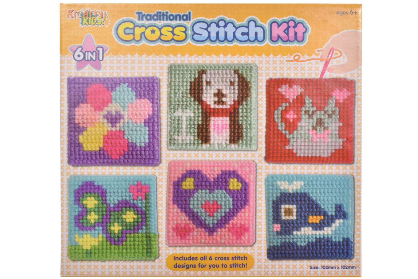 CROSS STITCHING KITS (6 ASSORTED) IN COLOUR BOX. TY0313 \\\KD00708