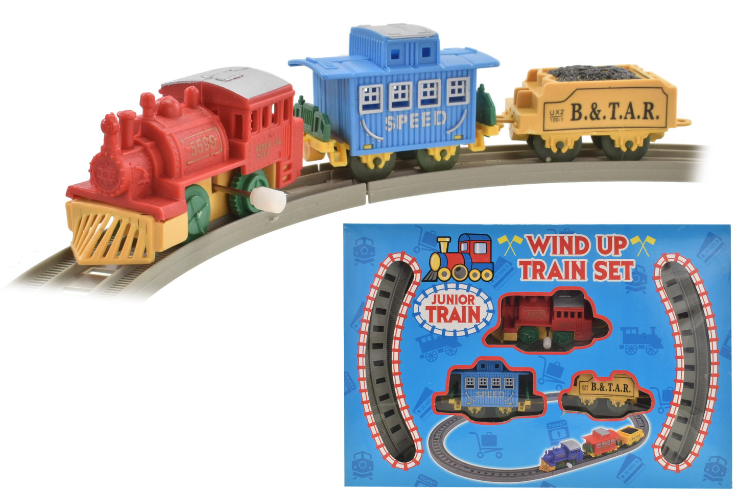 11PC WIND UP PLASTIC TRAIN SET. TY6666 \\\KD00773