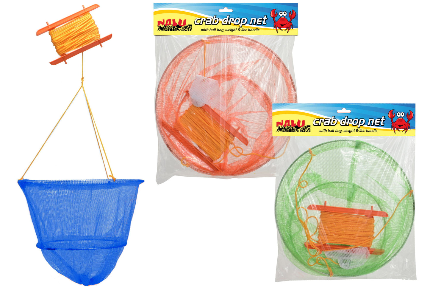 25CM/30CM 2 RING CRAB DROP NET WITH BAIT BAG NEON COLS. TY0835 \\\KD00796
