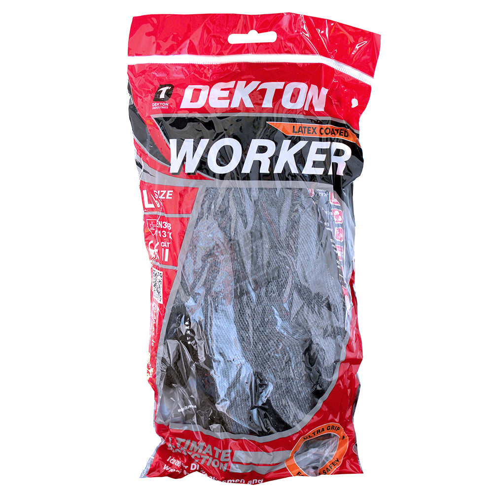 DEKTON BUILDERS LATEX COATED WORK GLOVES SIZE 9 LARGE. DT70786 \\\KD00902
