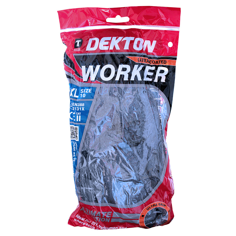DEKTON BUILDERS LATEX COATED WORK GLOVES SIZE 10 LARGE. DT70787 \\\KD00903
