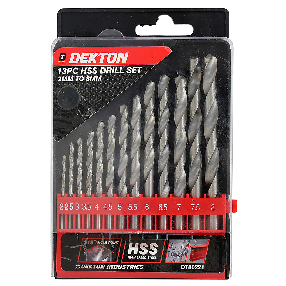 DEKTON HSS DRILL BITS SET 2MM TO 8MM 13/PK. DT80221 \\\KD00905