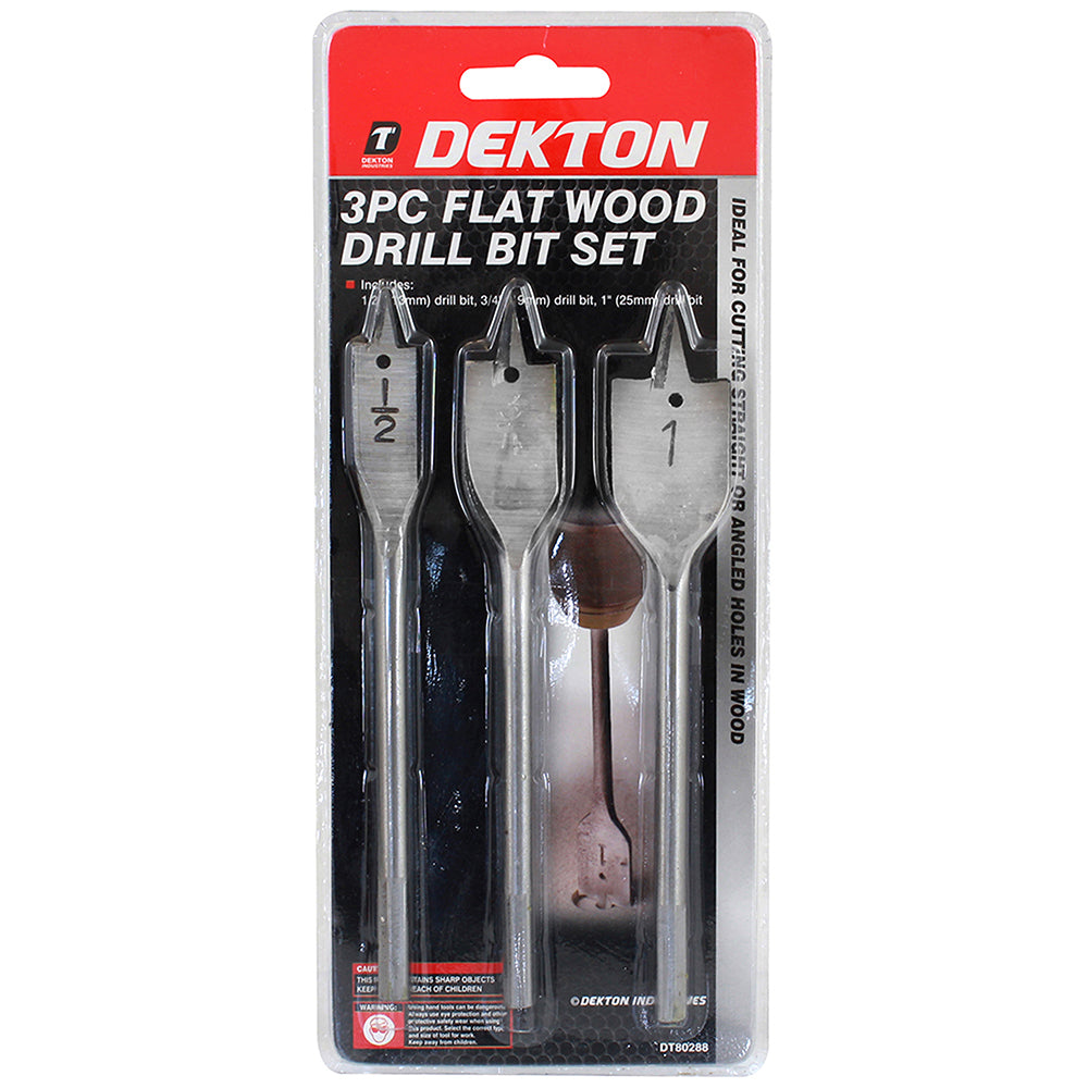 DEKTON FLAT WOOD DRILL 1/2' 3/4' 1' 3/PK. DT80288 \\\KD00906