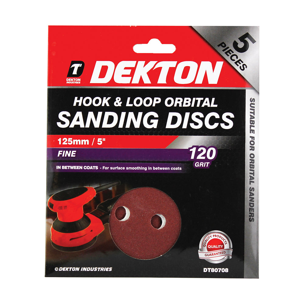 DEKTON HOOK AND LOOP SANDING DISC 120 GRIT 5 INCH / 125MM 5/PK. DT80708 \\\KD00913