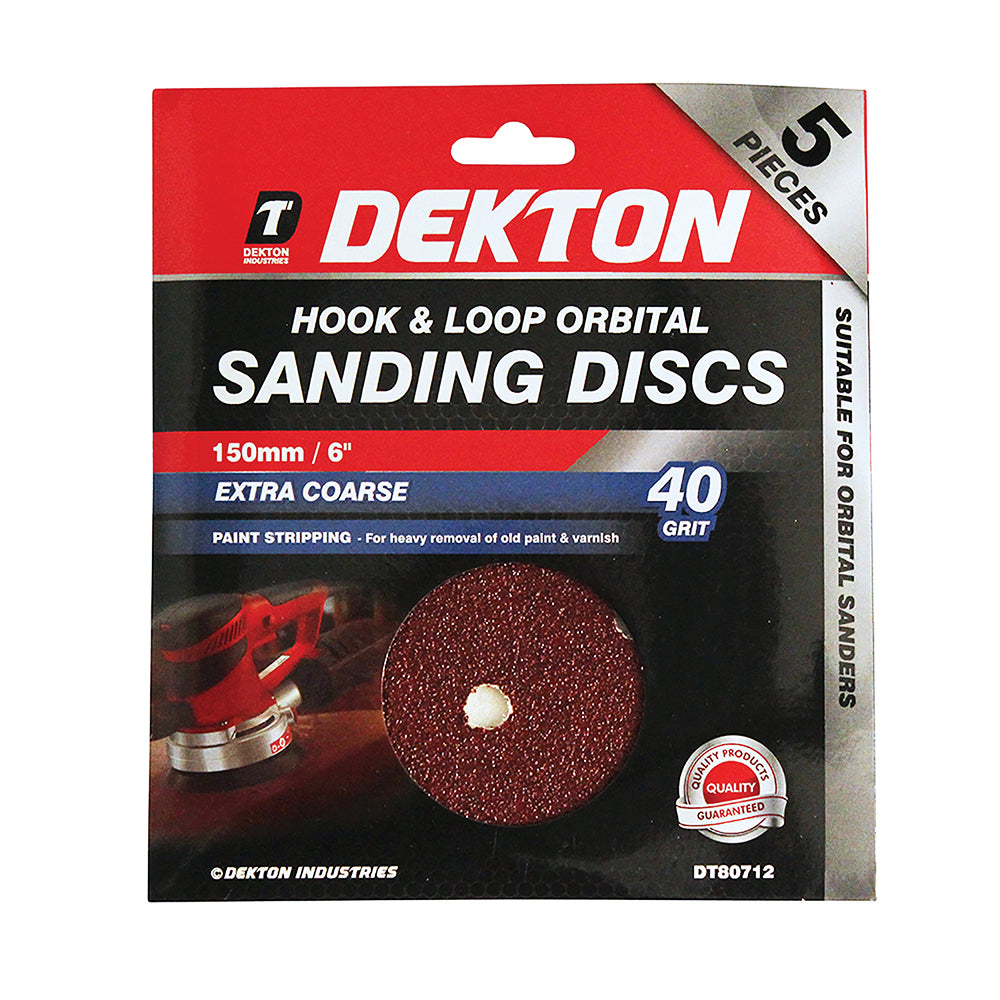 DEKTON HOOK AND LOOP SANDING DISC 40 GRIT 6 INCH / 150MM 5/PK. DT80712 \\\KD00914