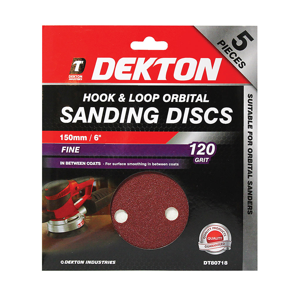 DEKTON HOOK AND LOOP SANDING DISC 120 GRIT 6 INCH / 150MM 5/PK. DT80718 \\\KD00917