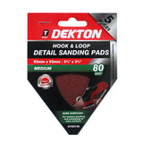 DEKTON HOOK AND LOOP DETAIL SANDING PADS 80 GRIT 93MM X 93MM 5/PK. DT80736 \\\KD00920