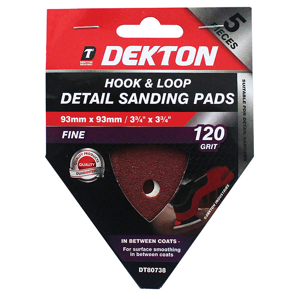 DEKTON HOOK AND LOOP DETAIL SANDING PADS 120 GRIT 93MM X 93MM 5/PK. DT80738 \\\KD00921