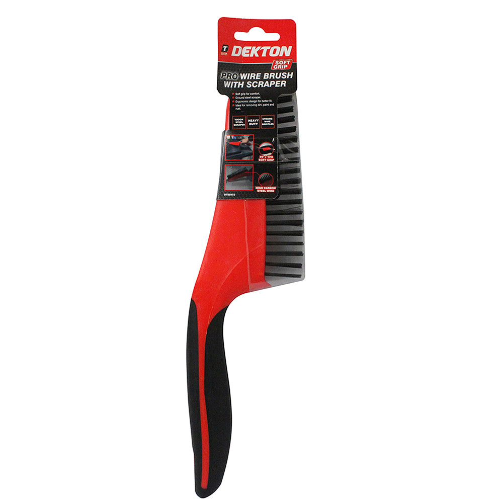 DEKTON PRO MULTIPURPOSE WIRE BRUSH WITH SCRAPER 14. DT85972 \\\KD00933