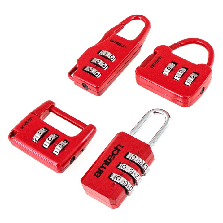 AMTECH COMBINATION PADLOCK SET 4/PK. AMT1153 \\\KD00948