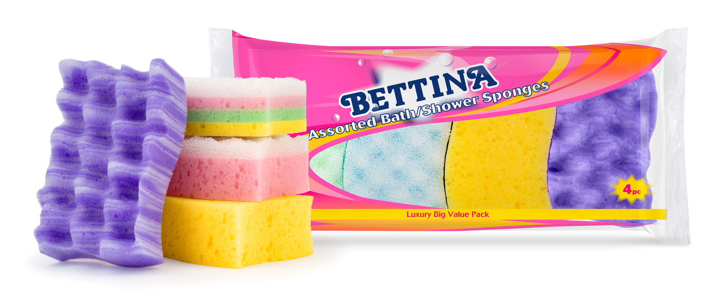 BETTINA MULTIPACK BATH / SHOWER SPONGES 4/PK. B423 \\\KD00976