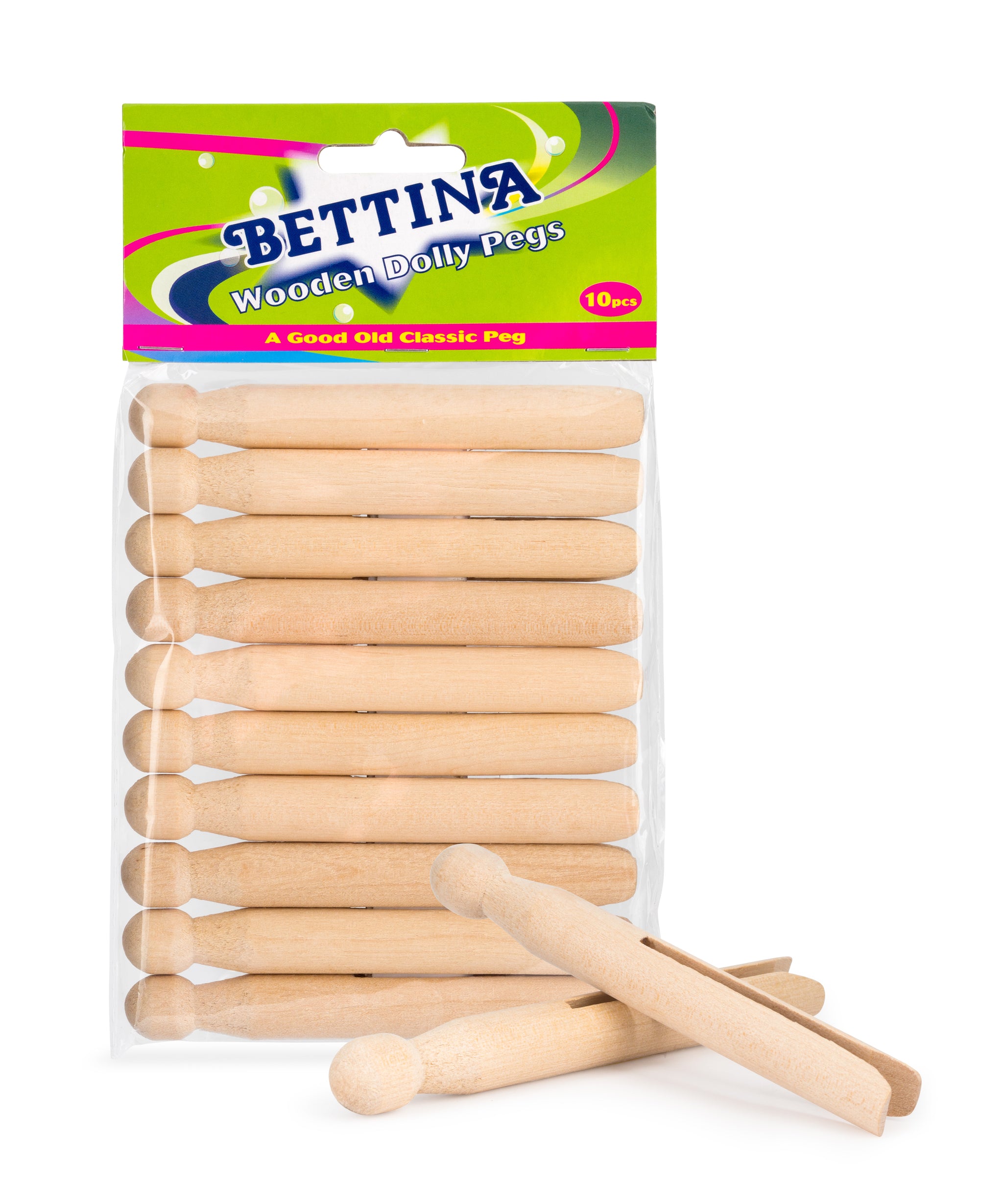 BETTINA WOODEN DOLLY PEGS 10/PK. B397 \\\KD01012