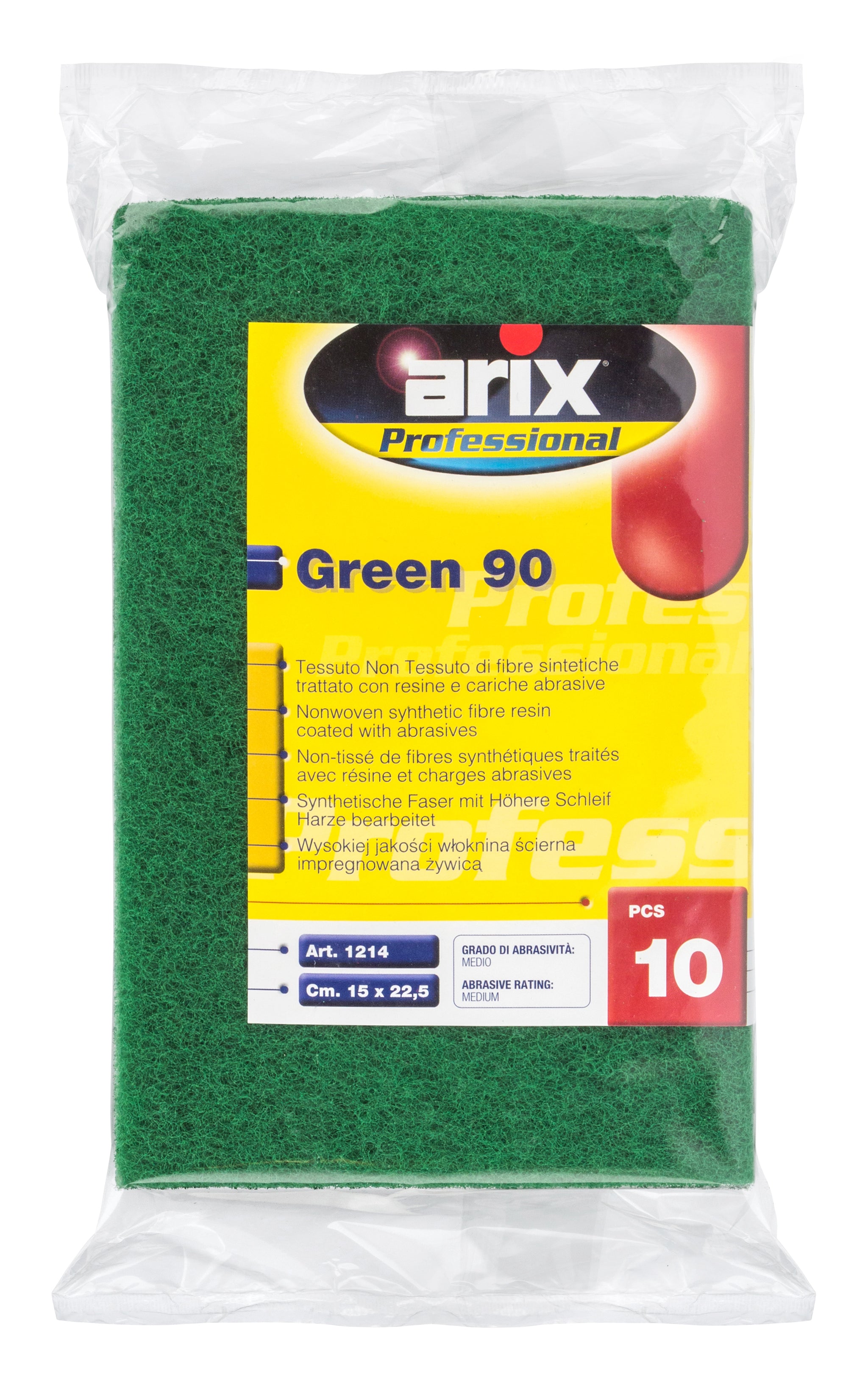 ARIX PROFESSIONAL GREEN 90 RESIN COATED FIBRE SCOURER 10/PK. AP1214 \\\KD01017
