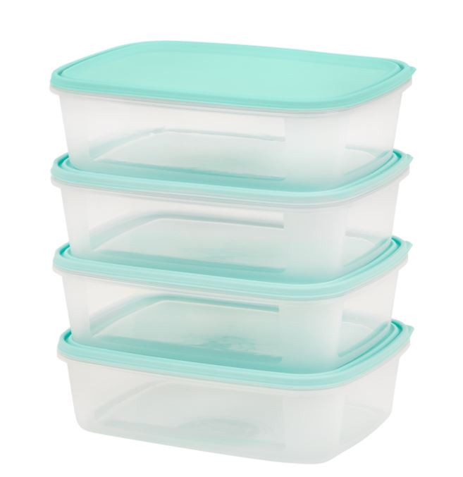 WHAM EVERYDAY SET OF 4 FOOD BOXES 1LITRE CLEAR/ASSORTED. WHAM35800 \\\KD01155