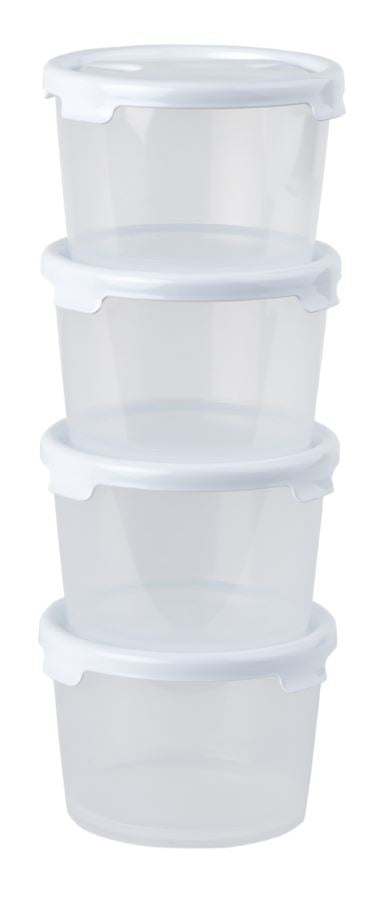 WHAM CUISINE SET 4 300ML ROUND FOOD BOX & LID CLEAR/ICEWHITE. WHAM12379 \\\KD01161