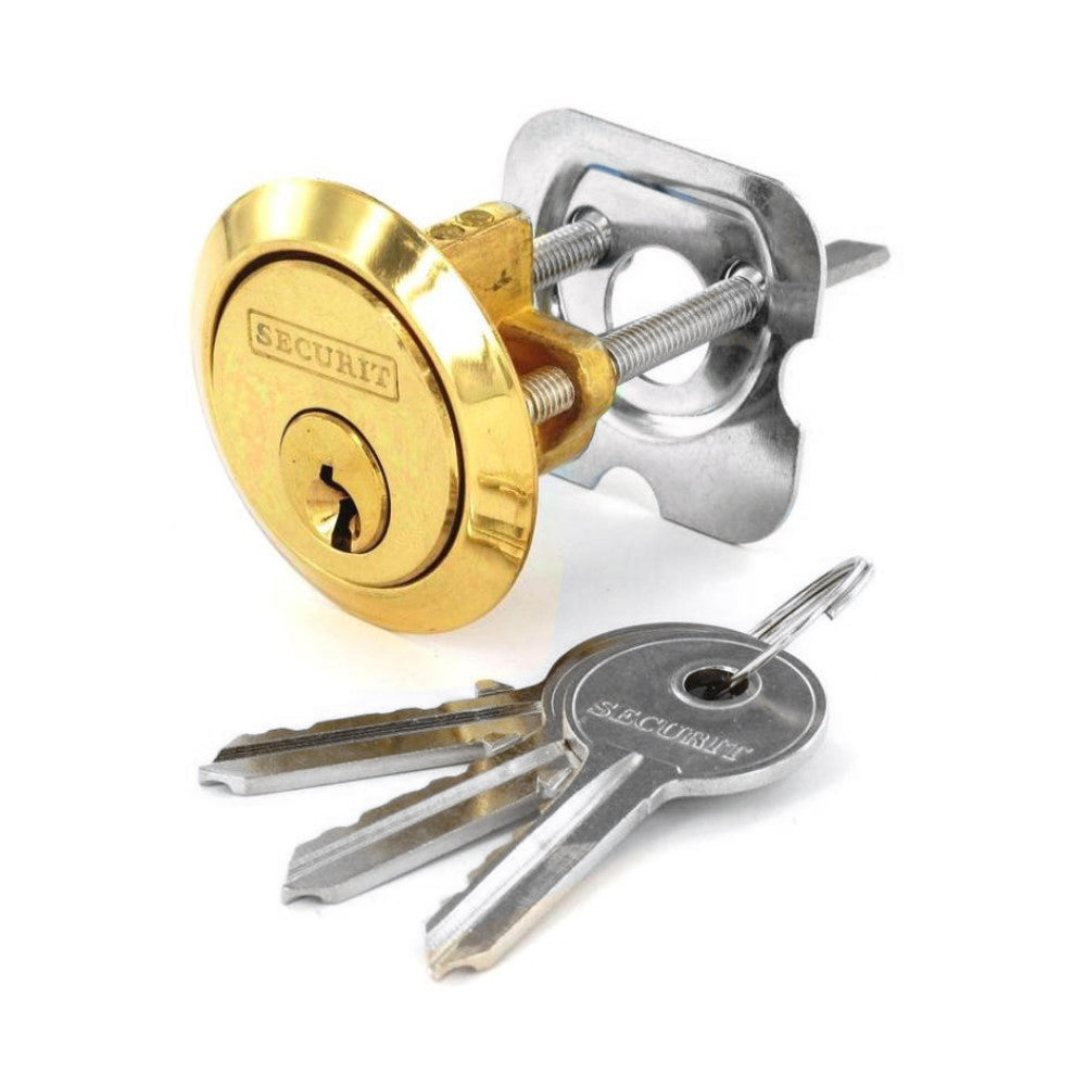SECURIT S1750 POLISHED BRASS SPARE CYLINDER UNIVERSAL WITH 3 KEYS. MP-S1750 \\\KD01297