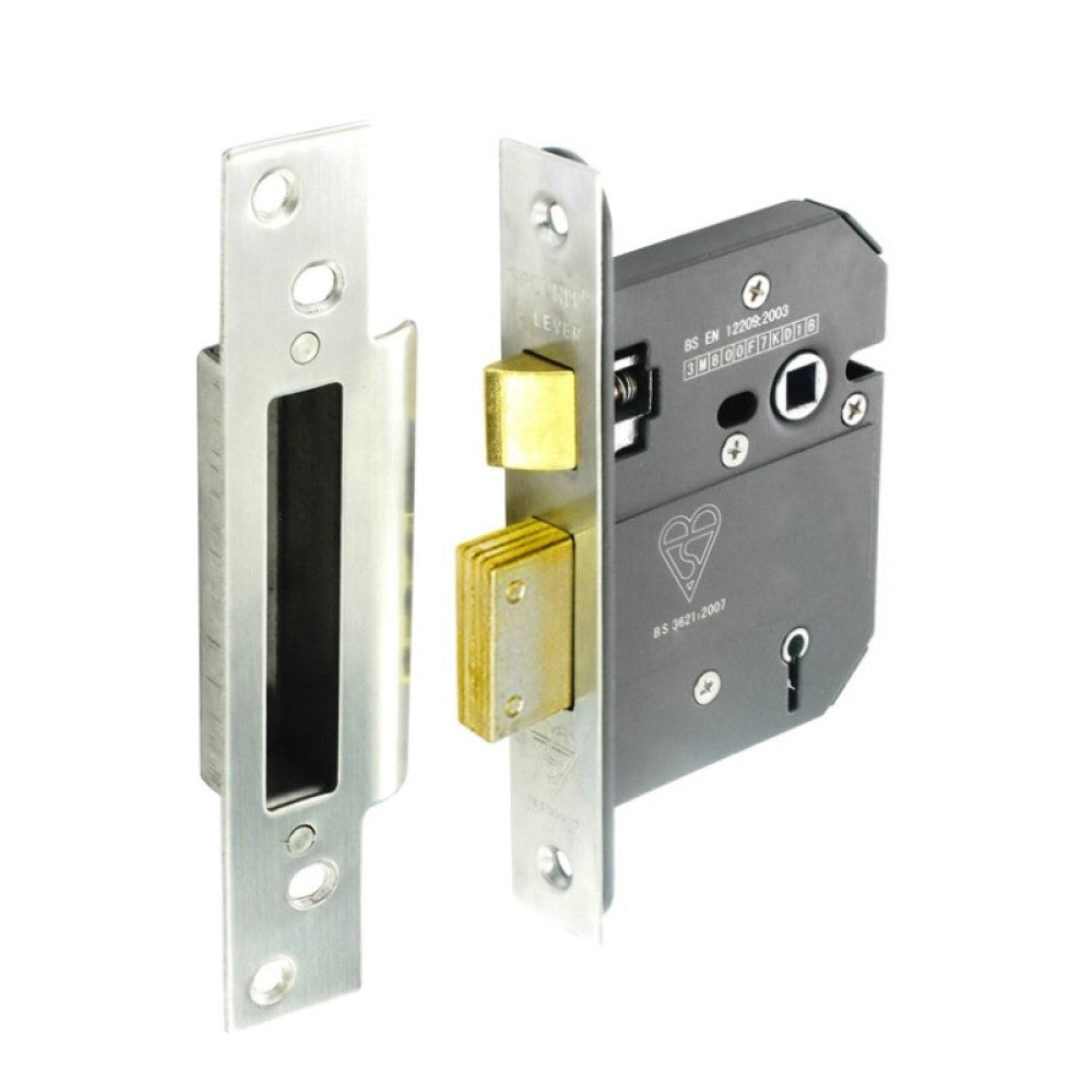 SECURIT S1781 BS 5 LEVER SASH LOCK  STAINLESS STEEL 63MM WITH 2 KEYS. MP-S1781 \\\KD01299